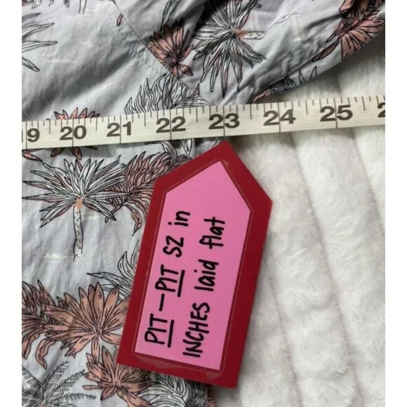 Sunrise Kingdom Vintage Design Hawaiian Palm Print Button Down Light Blue Coral - Picture 7 of 15